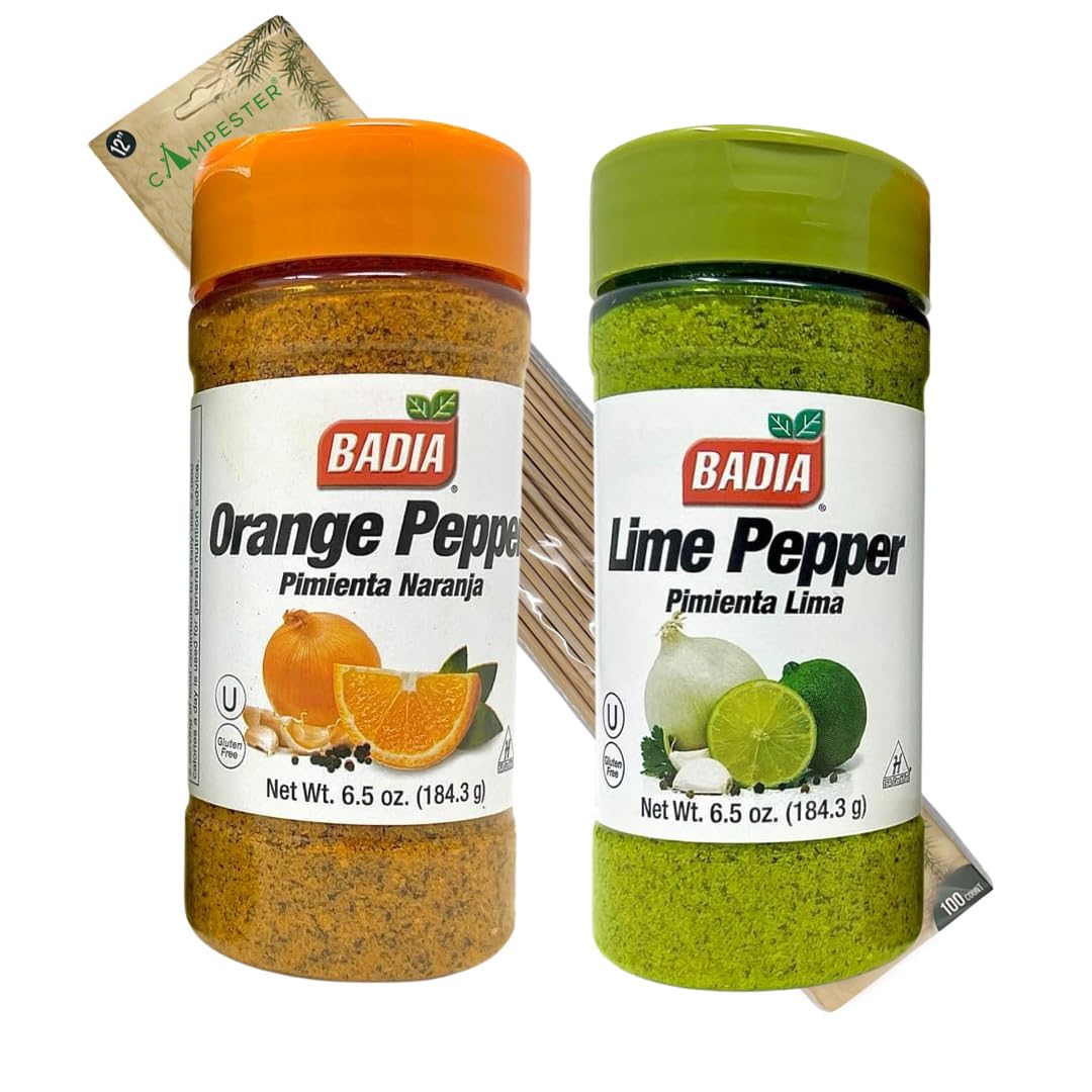 Badia Premium Lime Pepper and Orange Pepper Seasoning - Natural Spices for Seafood and Grilled Meats - Campester Bamboo