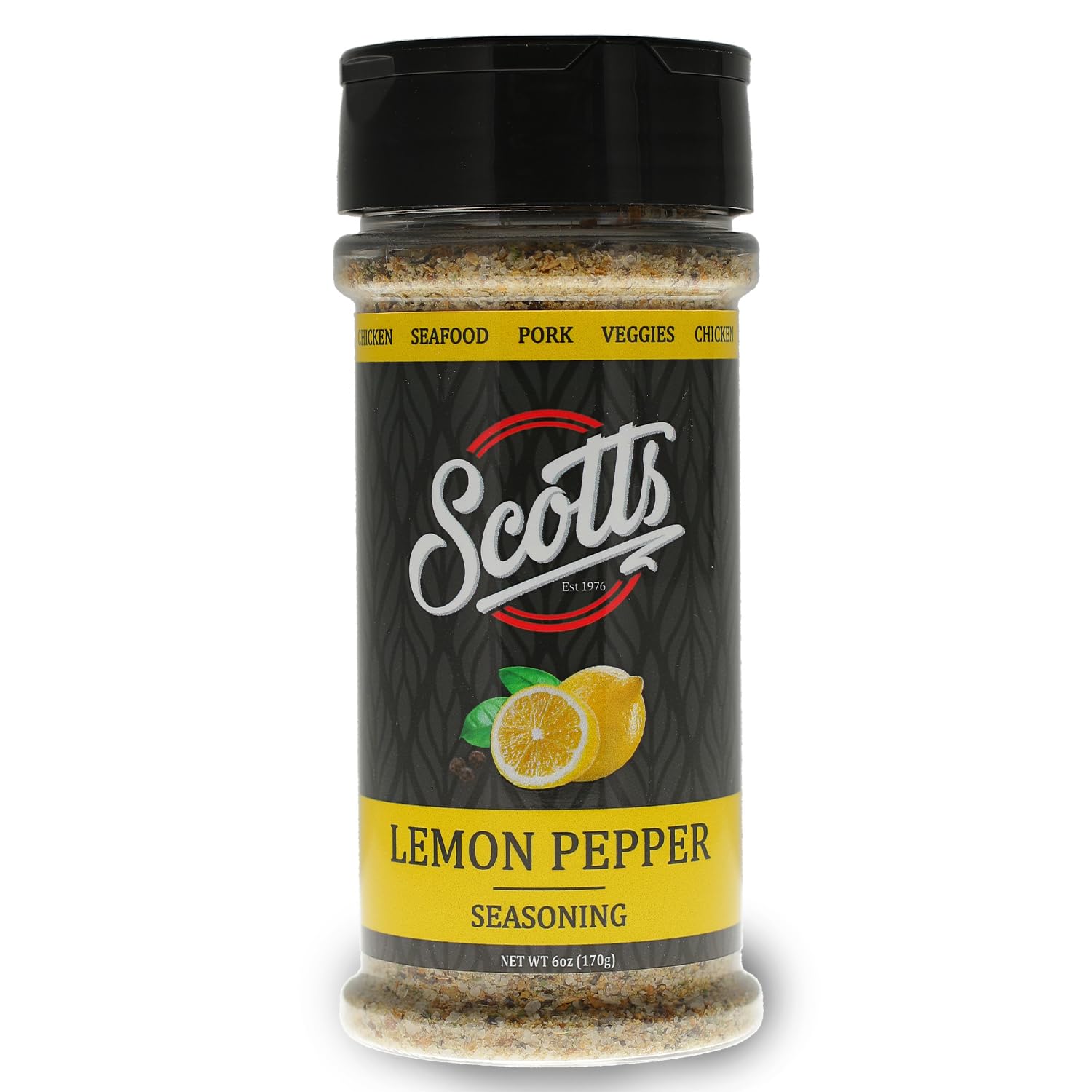 Scotts Food Lemon Pepper Seasoning for Steak, Grilled Chicken, BBQ Enthusiasts, Outdoor Cooking, Flavor Enhancer, 6 Oun