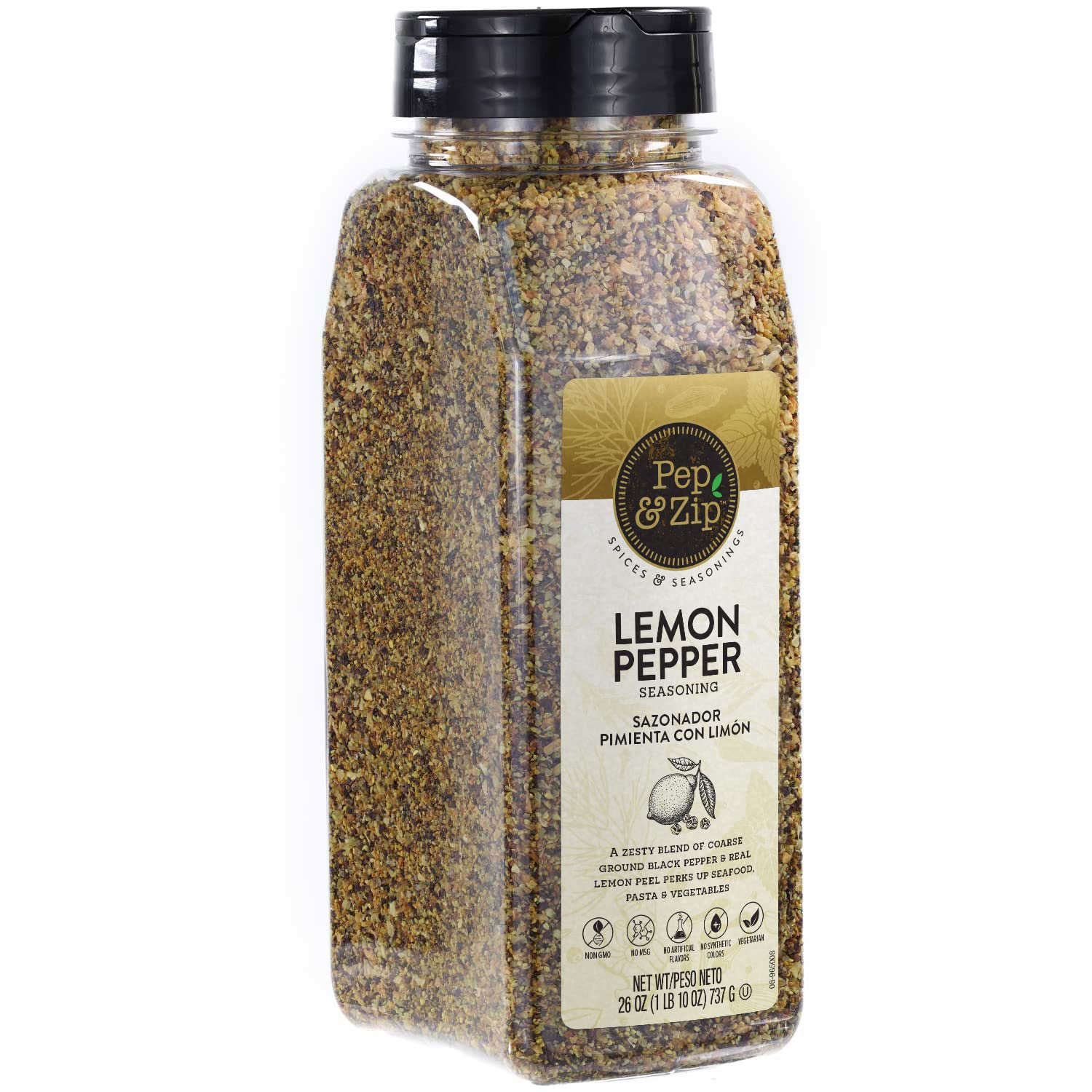 Pep and Zip Lemon Pepper Seasoning Non-GMO Kosher Great on Wings Zesty Flavor 26oz
Pep and Zip Lemon Pepper Seasoning No