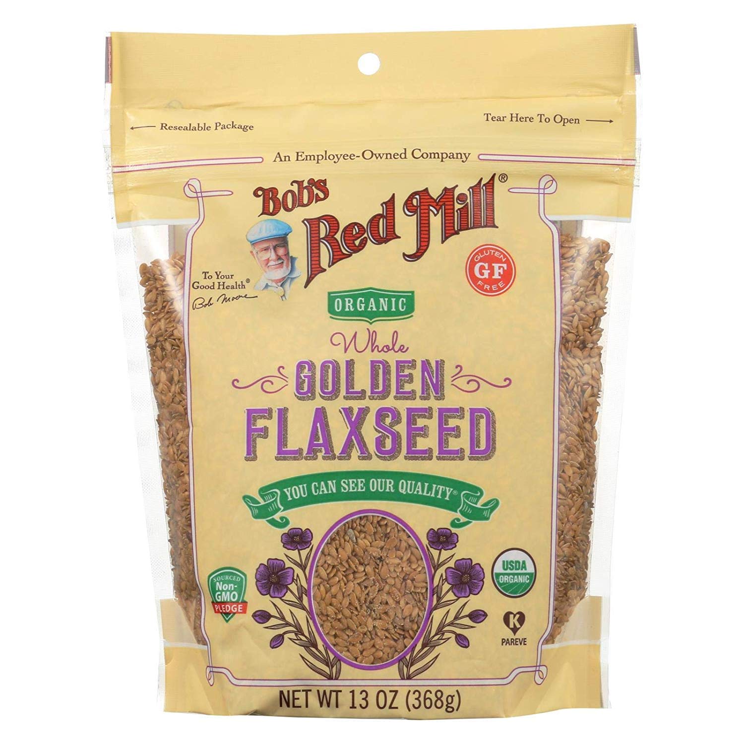 Bob's Red Mill Organic Golden Flaxseeds, Organic, Health Conscious Individuals, Kitchen, High Omega-3 Content, 13 OZ Res