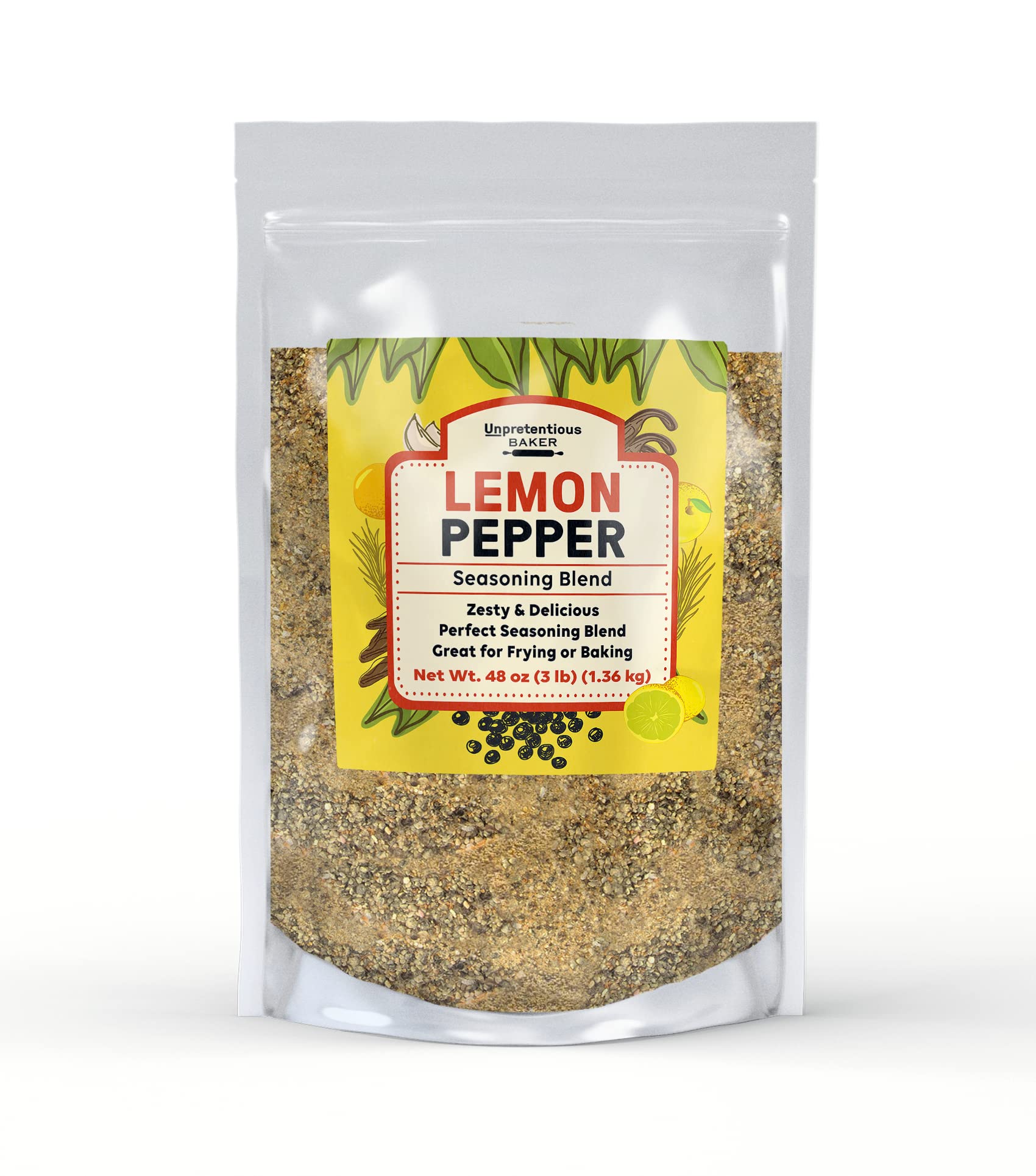 Unpretentious Lemon Pepper Seasoning, Zesty Flavor, Perfect for Baking and Frying, Delicious Blend (3 lb)
| Unpretentio