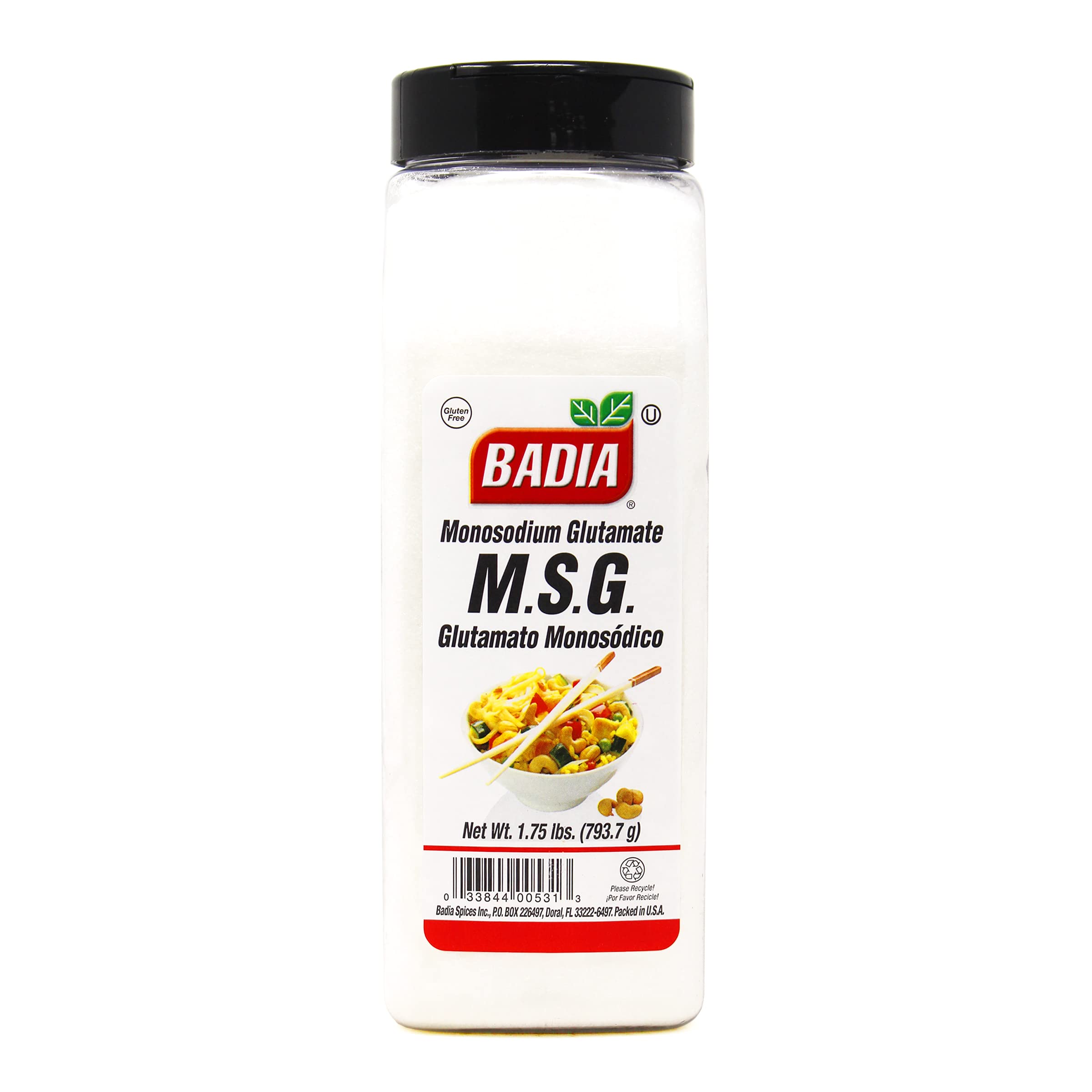 Badia MSG Seasoning - Monosodium Glutamate Flavor Enhancer for Beef, Poultry, Stir-Fries, Vegetables, Gluten Free, 28 oz