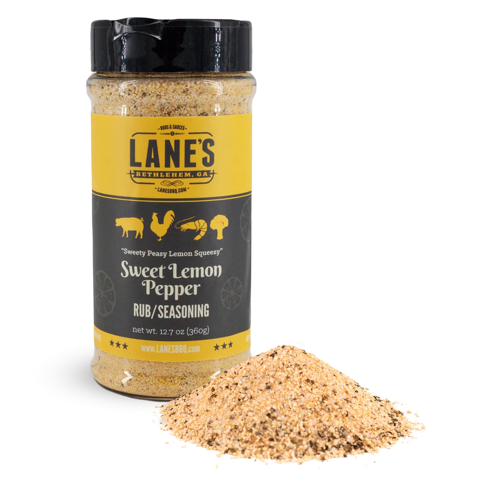 Lane's Sweet Lemon Pepper Seasoning, All-Natural Lemon Seasoning Blend with Citrus and Honey, Best for Grilling, Kitchen